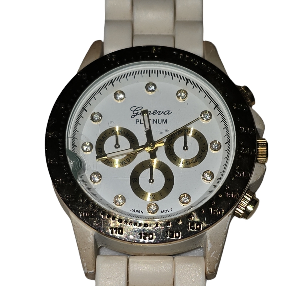 GENEVA WHITE SILICONE BAND WATCH